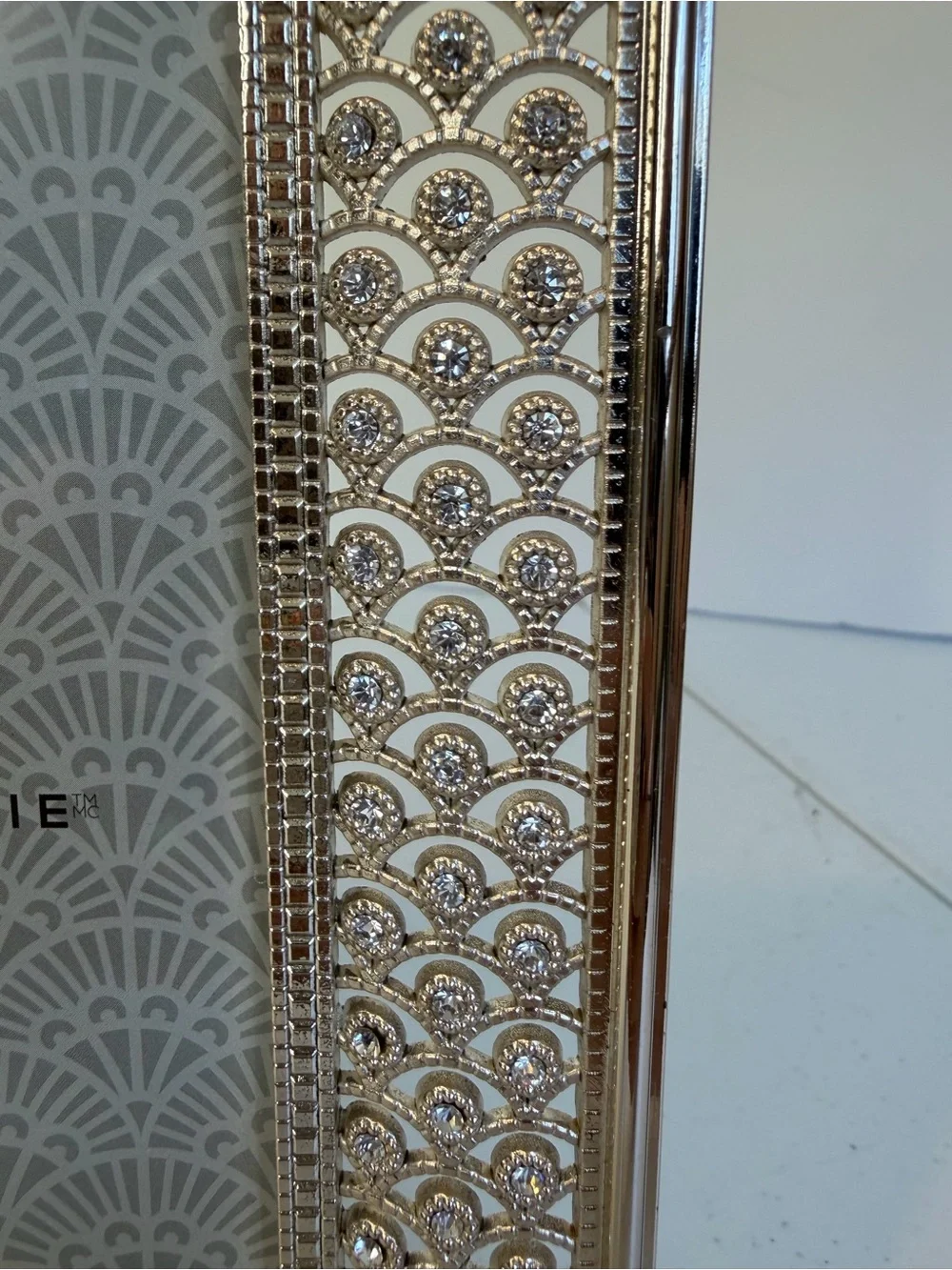 Colette Et Cie Silver Tone Rhinestone Picture Frame 4x6 Art Deco Glam Home Decor - Picture 3 of 8